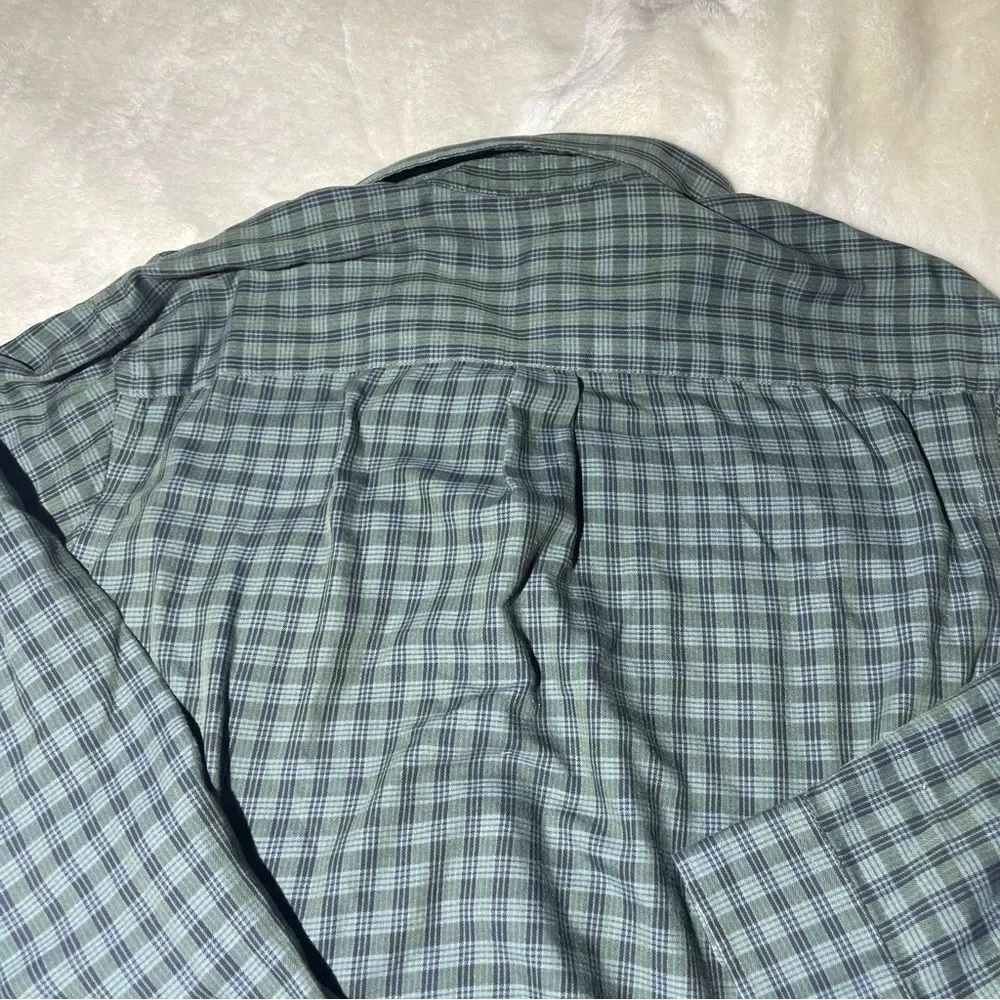 Men's 16-16 1/2 Neck Dark Green Plaid Button Down Dress Shirt - Large - Picture 10 of 11